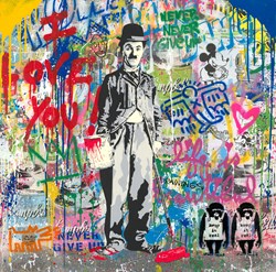 Chaplin by Mr. Brainwash - Original on Paper sized 36x36 inches. Available from Whitewall Galleries